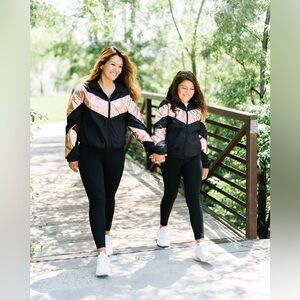 Zyia Active Pink Shine Block Jacket in Black and Rose Gold, Size XL